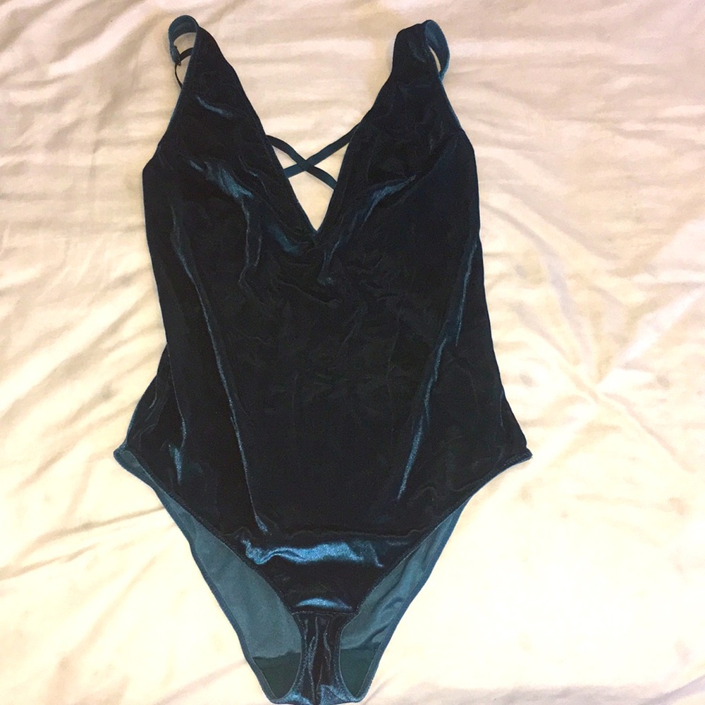 Teal suede bodysuit/lingerie